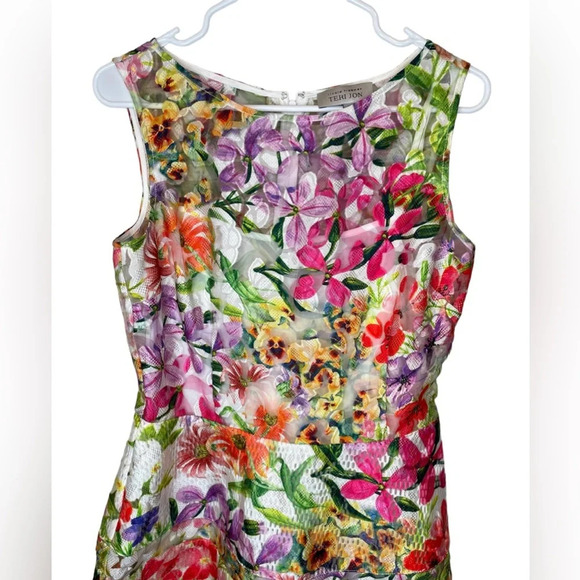 Rickie Freeman For Teri Jon Floral Fit & Flare Sheath Cocktail Dress Size 8 - Picture 3 of 9